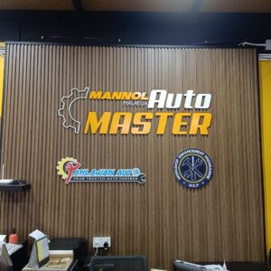 mannol auto master logo made in pvc foam installed behind counter at sungai petani kedah