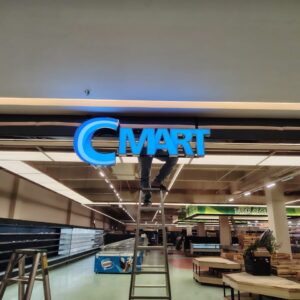 cmart 3d box up logo made by stainless steel and acrylic installed in Kangarjaya mall perlis