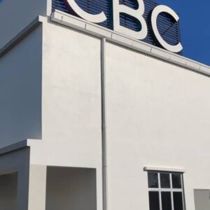 CBC letter made in eg plate installed at top of building in cengal business centre sungai petani kedah left view from road