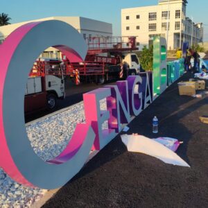Cengal business centre road side eg plate letter at sungai petani kedah installing work in progress
